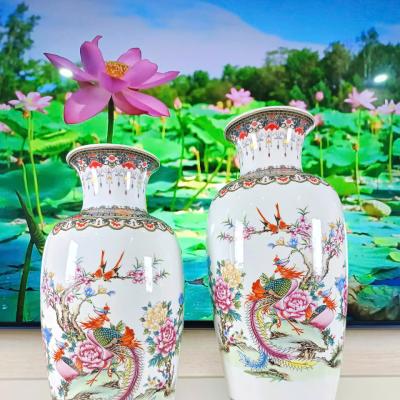 CẶP BÌNH ĐĂNG ĐỐI HỌA TIẾT PHƯỢNG HOÀNG - MẤU ĐƠN